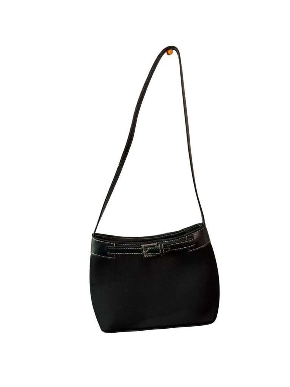 Etienne Aigner Black Nylon Canvas & Leather Shoulder Bag with Buckle Detail